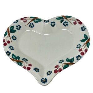Chaparral Pottery Heart Shaped Serving Dish Cherrywood Pattern Floral VTG